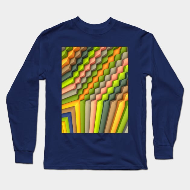 Exponential Edges Green Warmth Geometric Abstract Artwork Long Sleeve T-Shirt by love-fi